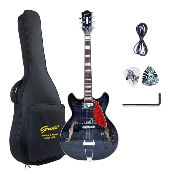 GROTE 335 STYLE SEMI-HOLLOW BODY JAZZ ELECTRIC GUITAR GRDB-HWBK